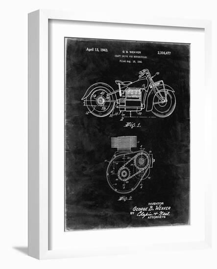 PP892-Black Grunge Indian Motorcycle Drive Shaft Patent Poster-Cole Borders-Framed Giclee Print