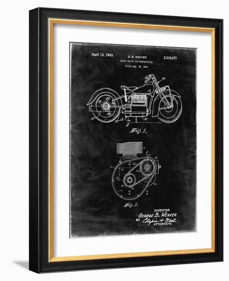 PP892-Black Grunge Indian Motorcycle Drive Shaft Patent Poster-Cole Borders-Framed Giclee Print