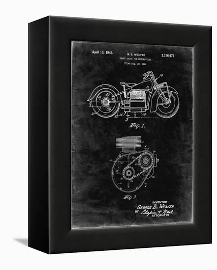 PP892-Black Grunge Indian Motorcycle Drive Shaft Patent Poster-Cole Borders-Framed Premier Image Canvas