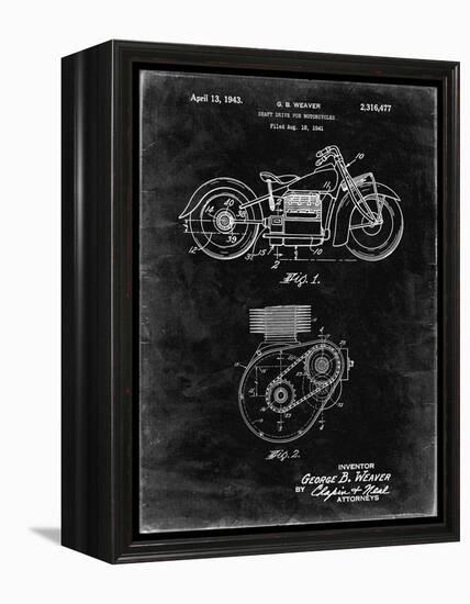 PP892-Black Grunge Indian Motorcycle Drive Shaft Patent Poster-Cole Borders-Framed Premier Image Canvas