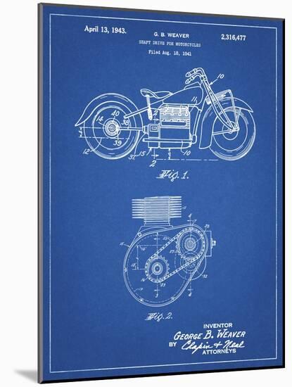 PP892-Blueprint Indian Motorcycle Drive Shaft Patent Poster-Cole Borders-Mounted Giclee Print