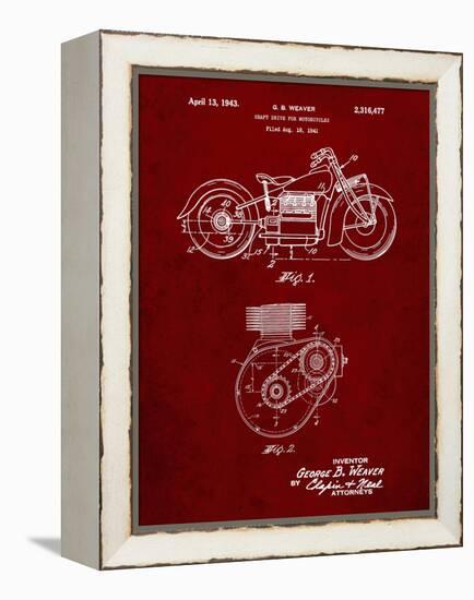 PP892-Burgundy Indian Motorcycle Drive Shaft Patent Poster-Cole Borders-Framed Premier Image Canvas