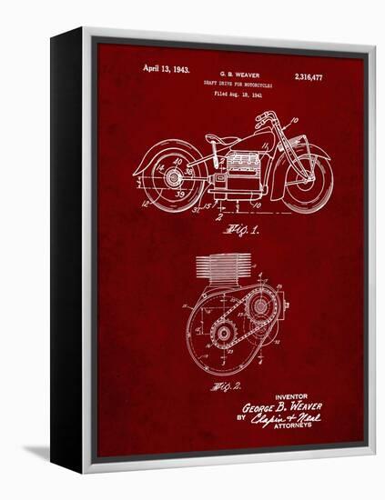 PP892-Burgundy Indian Motorcycle Drive Shaft Patent Poster-Cole Borders-Framed Premier Image Canvas