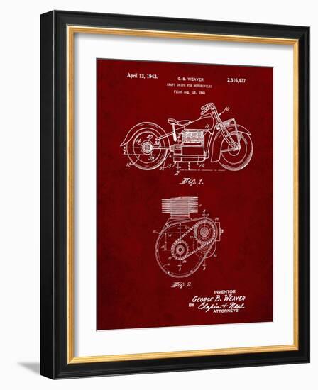 PP892-Burgundy Indian Motorcycle Drive Shaft Patent Poster-Cole Borders-Framed Giclee Print