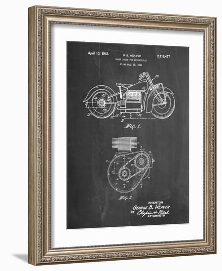 PP892-Chalkboard Indian Motorcycle Drive Shaft Patent Poster-Cole Borders-Framed Giclee Print