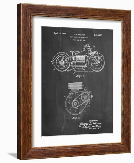 PP892-Chalkboard Indian Motorcycle Drive Shaft Patent Poster-Cole Borders-Framed Giclee Print