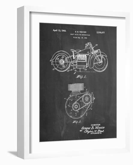 PP892-Chalkboard Indian Motorcycle Drive Shaft Patent Poster-Cole Borders-Framed Giclee Print