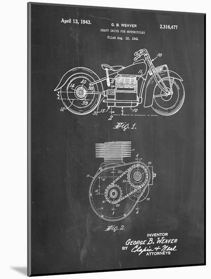 PP892-Chalkboard Indian Motorcycle Drive Shaft Patent Poster-Cole Borders-Mounted Giclee Print