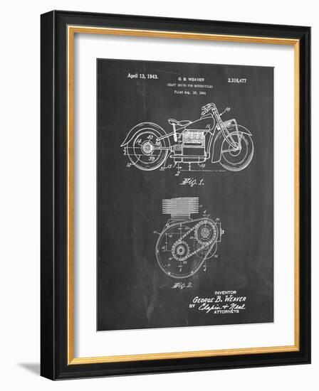 PP892-Chalkboard Indian Motorcycle Drive Shaft Patent Poster-Cole Borders-Framed Giclee Print