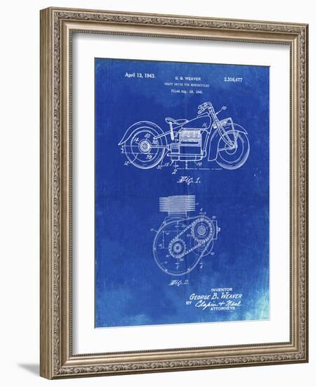 PP892-Faded Blueprint Indian Motorcycle Drive Shaft Patent Poster-Cole Borders-Framed Giclee Print