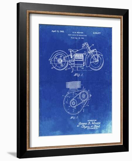 PP892-Faded Blueprint Indian Motorcycle Drive Shaft Patent Poster-Cole Borders-Framed Giclee Print