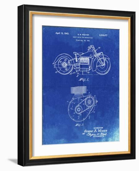 PP892-Faded Blueprint Indian Motorcycle Drive Shaft Patent Poster-Cole Borders-Framed Giclee Print