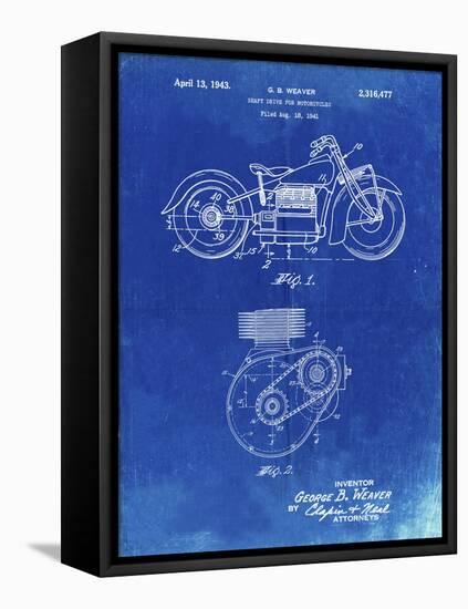 PP892-Faded Blueprint Indian Motorcycle Drive Shaft Patent Poster-Cole Borders-Framed Premier Image Canvas