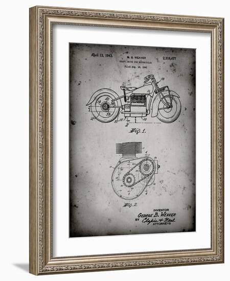 PP892-Faded Grey Indian Motorcycle Drive Shaft Patent Poster-Cole Borders-Framed Giclee Print