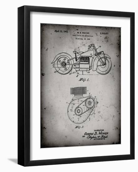 PP892-Faded Grey Indian Motorcycle Drive Shaft Patent Poster-Cole Borders-Framed Giclee Print