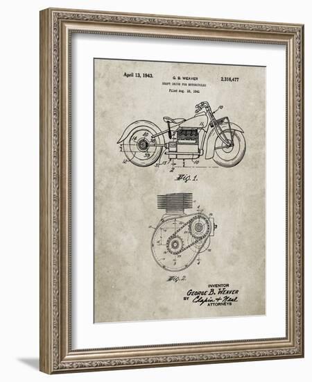 PP892-Sandstone Indian Motorcycle Drive Shaft Patent Poster-Cole Borders-Framed Giclee Print