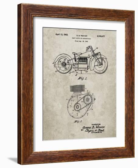 PP892-Sandstone Indian Motorcycle Drive Shaft Patent Poster-Cole Borders-Framed Giclee Print