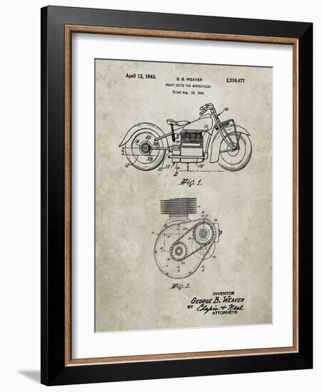 PP892-Sandstone Indian Motorcycle Drive Shaft Patent Poster-Cole Borders-Framed Giclee Print