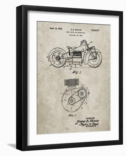 PP892-Sandstone Indian Motorcycle Drive Shaft Patent Poster-Cole Borders-Framed Giclee Print