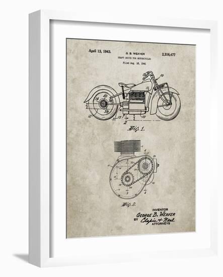 PP892-Sandstone Indian Motorcycle Drive Shaft Patent Poster-Cole Borders-Framed Giclee Print