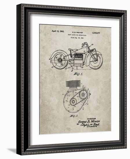 PP892-Sandstone Indian Motorcycle Drive Shaft Patent Poster-Cole Borders-Framed Giclee Print