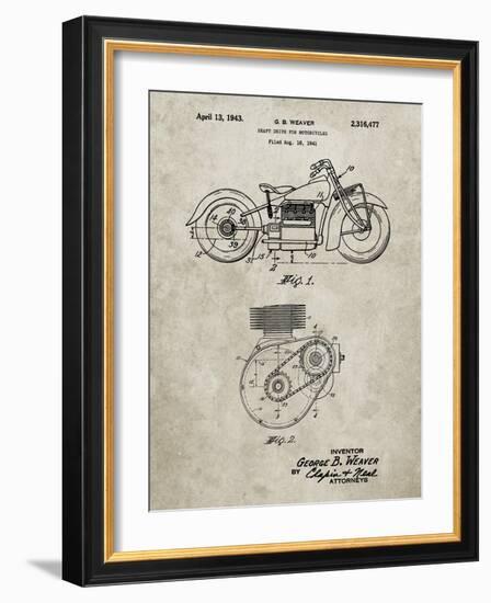 PP892-Sandstone Indian Motorcycle Drive Shaft Patent Poster-Cole Borders-Framed Giclee Print