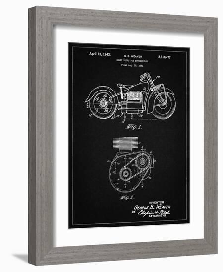 PP892-Vintage Black Indian Motorcycle Drive Shaft Patent Poster-Cole Borders-Framed Giclee Print