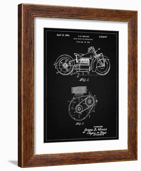 PP892-Vintage Black Indian Motorcycle Drive Shaft Patent Poster-Cole Borders-Framed Giclee Print