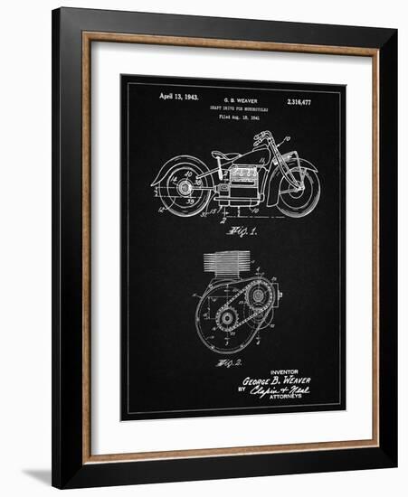 PP892-Vintage Black Indian Motorcycle Drive Shaft Patent Poster-Cole Borders-Framed Giclee Print