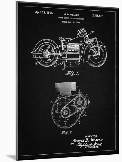 PP892-Vintage Black Indian Motorcycle Drive Shaft Patent Poster-Cole Borders-Mounted Giclee Print