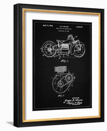 PP892-Vintage Black Indian Motorcycle Drive Shaft Patent Poster-Cole Borders-Framed Giclee Print