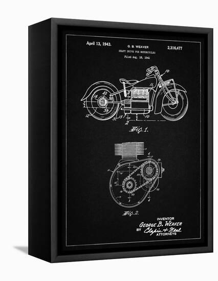 PP892-Vintage Black Indian Motorcycle Drive Shaft Patent Poster-Cole Borders-Framed Premier Image Canvas