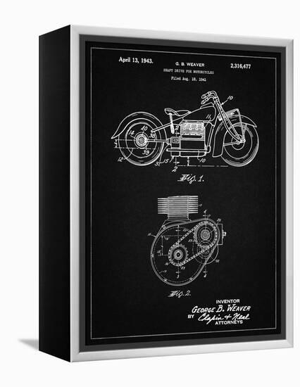 PP892-Vintage Black Indian Motorcycle Drive Shaft Patent Poster-Cole Borders-Framed Premier Image Canvas