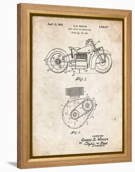 PP892-Vintage Parchment Indian Motorcycle Drive Shaft Patent Poster-Cole Borders-Framed Premier Image Canvas