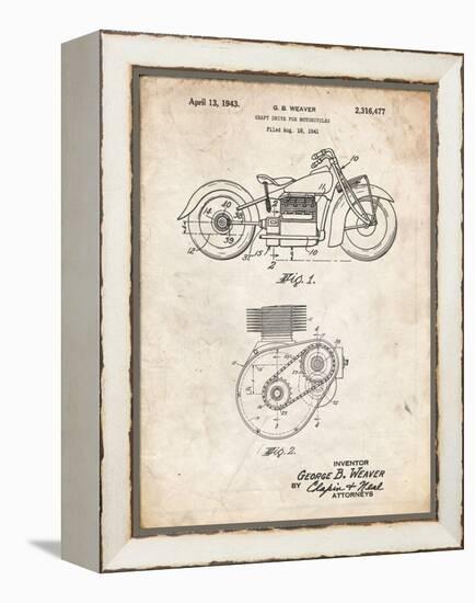 PP892-Vintage Parchment Indian Motorcycle Drive Shaft Patent Poster-Cole Borders-Framed Premier Image Canvas