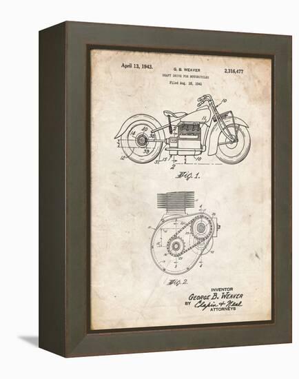 PP892-Vintage Parchment Indian Motorcycle Drive Shaft Patent Poster-Cole Borders-Framed Premier Image Canvas