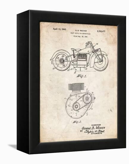 PP892-Vintage Parchment Indian Motorcycle Drive Shaft Patent Poster-Cole Borders-Framed Premier Image Canvas