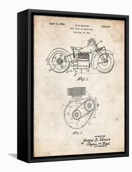 PP892-Vintage Parchment Indian Motorcycle Drive Shaft Patent Poster-Cole Borders-Framed Premier Image Canvas