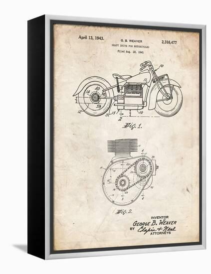 PP892-Vintage Parchment Indian Motorcycle Drive Shaft Patent Poster-Cole Borders-Framed Premier Image Canvas