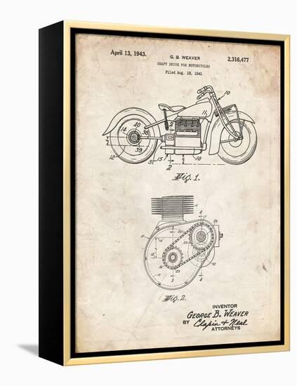 PP892-Vintage Parchment Indian Motorcycle Drive Shaft Patent Poster-Cole Borders-Framed Premier Image Canvas