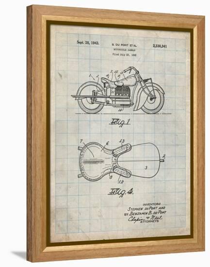 PP893-Antique Grid Parchment Indian Motorcycle Saddle Patent Poster-Cole Borders-Framed Premier Image Canvas