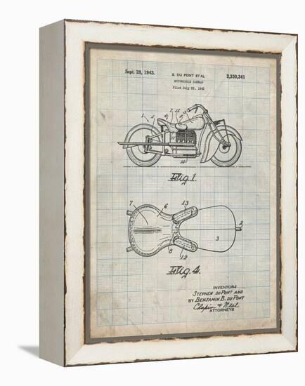 PP893-Antique Grid Parchment Indian Motorcycle Saddle Patent Poster-Cole Borders-Framed Premier Image Canvas