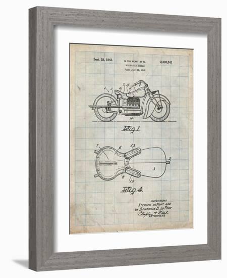 PP893-Antique Grid Parchment Indian Motorcycle Saddle Patent Poster-Cole Borders-Framed Giclee Print