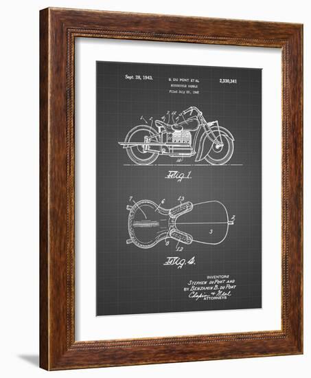 PP893-Black Grid Indian Motorcycle Saddle Patent Poster-Cole Borders-Framed Giclee Print