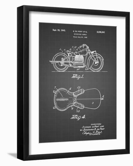 PP893-Black Grid Indian Motorcycle Saddle Patent Poster-Cole Borders-Framed Giclee Print