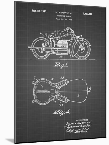 PP893-Black Grid Indian Motorcycle Saddle Patent Poster-Cole Borders-Mounted Giclee Print