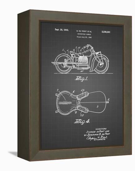 PP893-Black Grid Indian Motorcycle Saddle Patent Poster-Cole Borders-Framed Premier Image Canvas