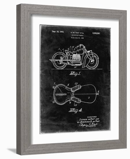 PP893-Black Grunge Indian Motorcycle Saddle Patent Poster-Cole Borders-Framed Giclee Print