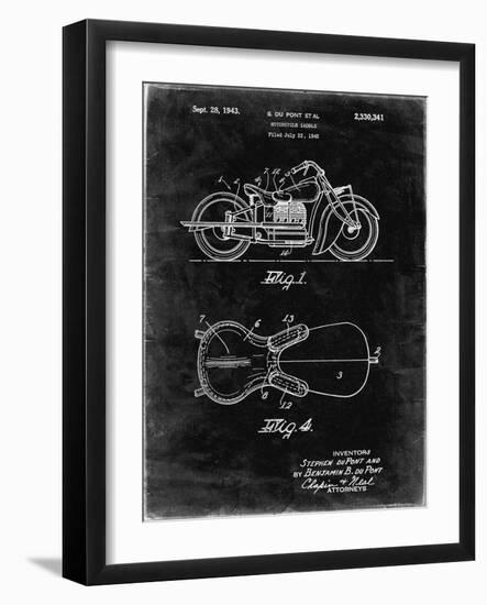 PP893-Black Grunge Indian Motorcycle Saddle Patent Poster-Cole Borders-Framed Giclee Print
