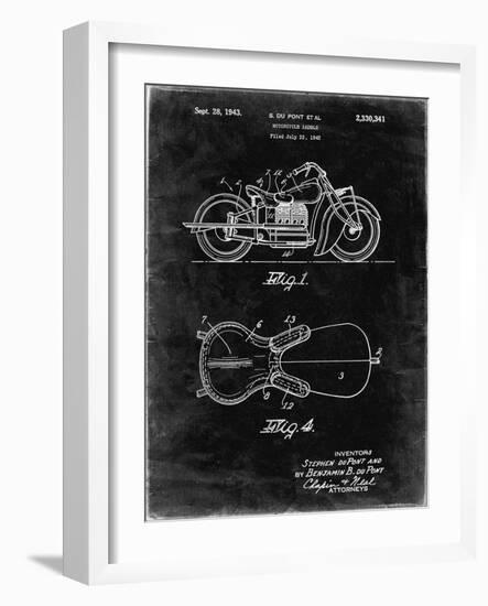 PP893-Black Grunge Indian Motorcycle Saddle Patent Poster-Cole Borders-Framed Giclee Print